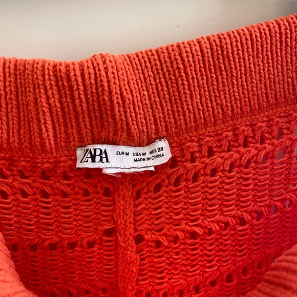 Zara Chenille Orange Pants Medium - Picture 2 of 4